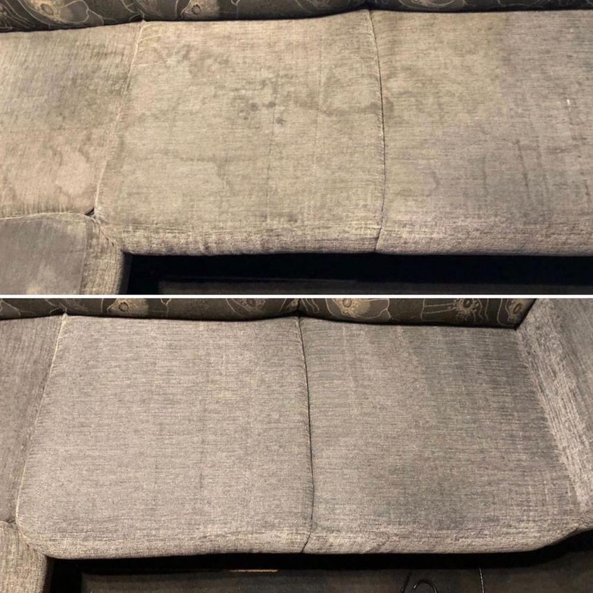 Чистка мягкой мебели — до и после